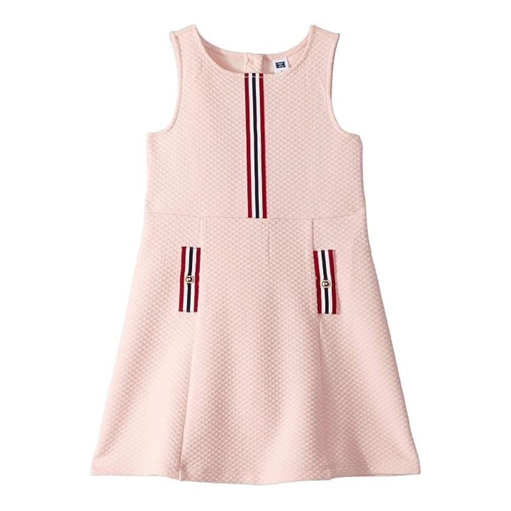 Janie and Jack Toddler Girl Quilted Jumper Dress, Size 2T Light Pink Red Navy